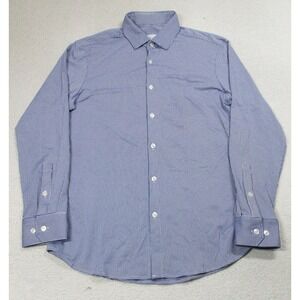 Mizzen+Main Spinnaker Shirt Mens Large Blue Check Trim Fit Performance USA